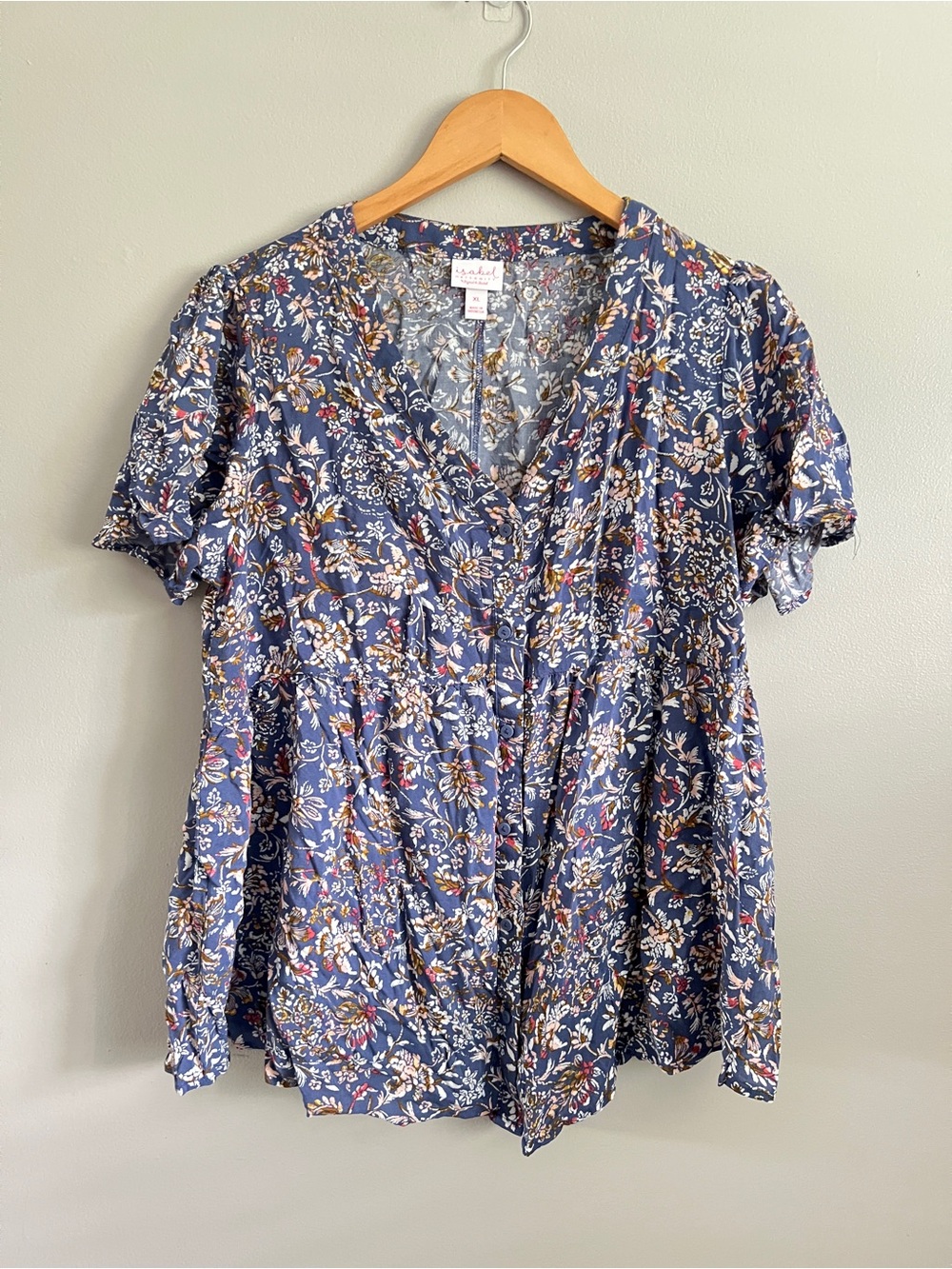 Isabel Maternity by Ingrid & Isabel Navy Floral Button-Front Maternity Blouse